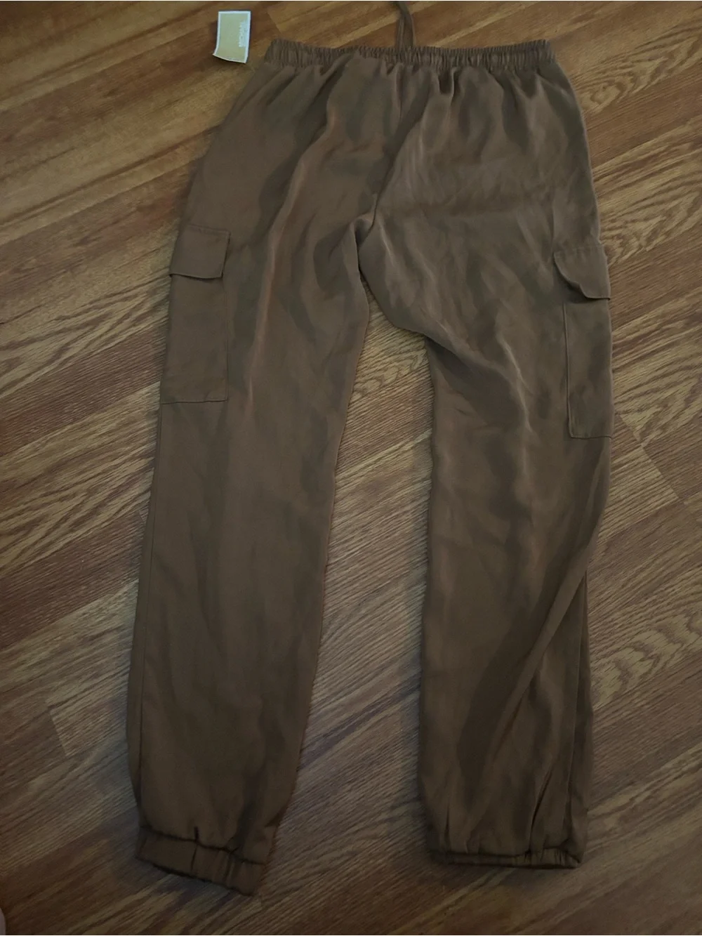 Women’s Brown Cargo Pants with Elastic Anklew